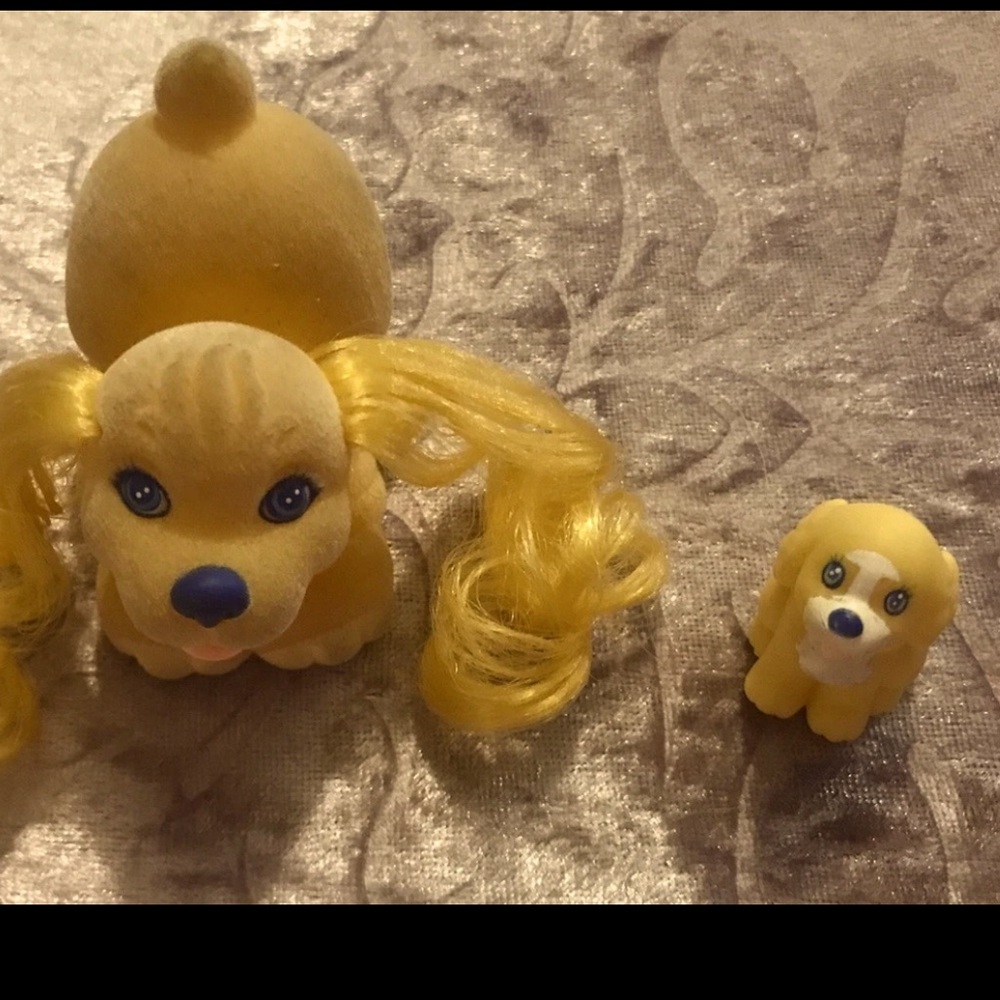 My Little Pony Lil Litters Sweet Spaniel Dog & pup  Flocked 90s Vintage Hasbro